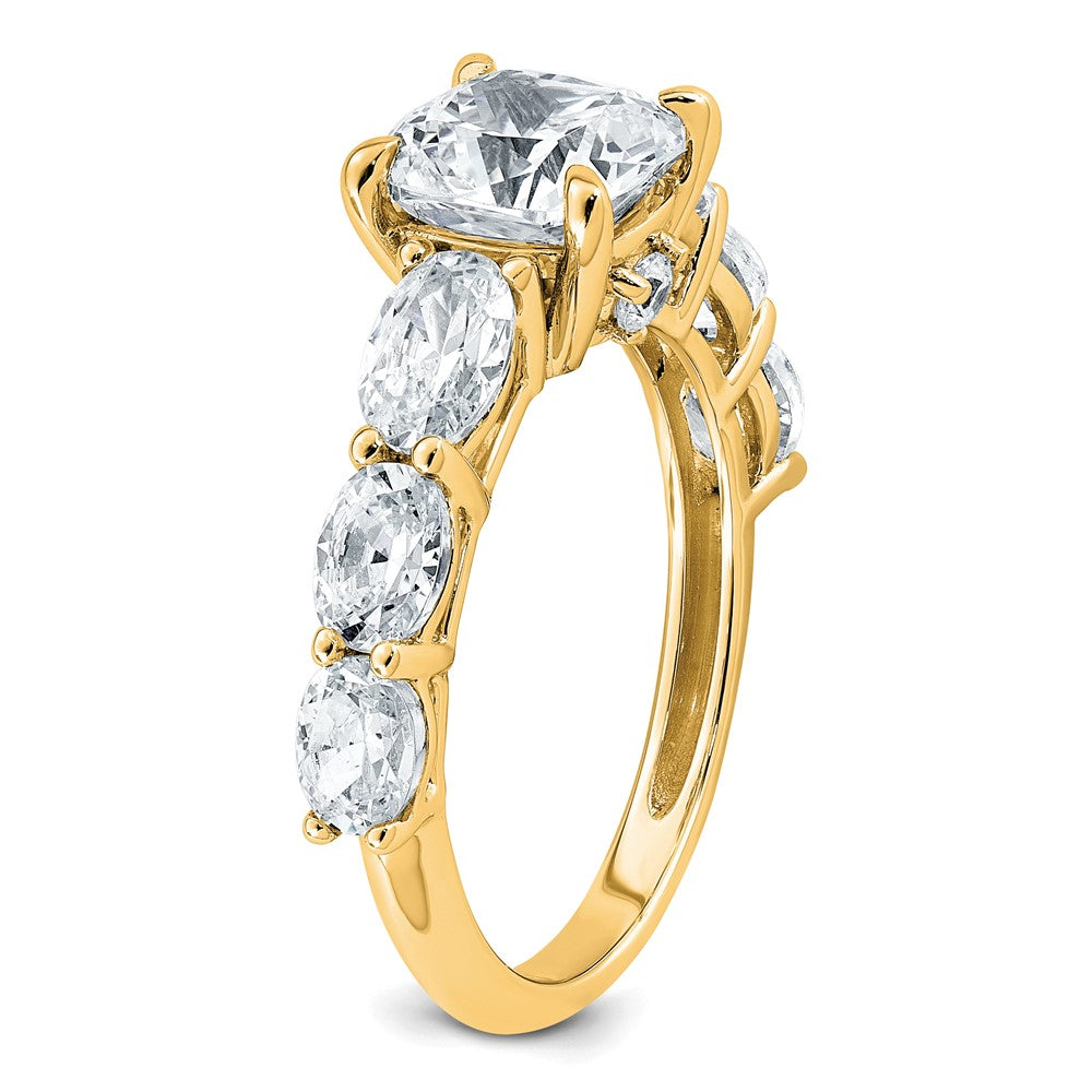 14k 3 3/4ct Lab Grown Diamond VS+ F+ Cushion Semi-mnt Eng Ring