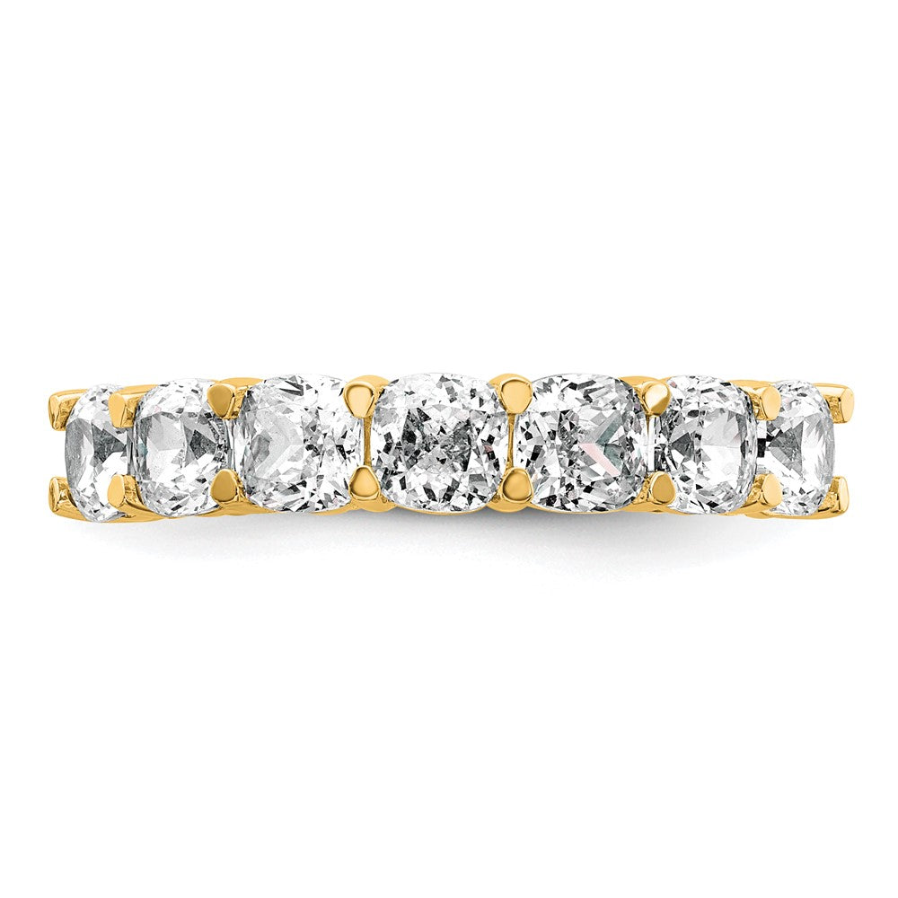 14k 2 1/2ct Lab Grown Diamond VS+ F+ Cushion Comp 7 Stone Band