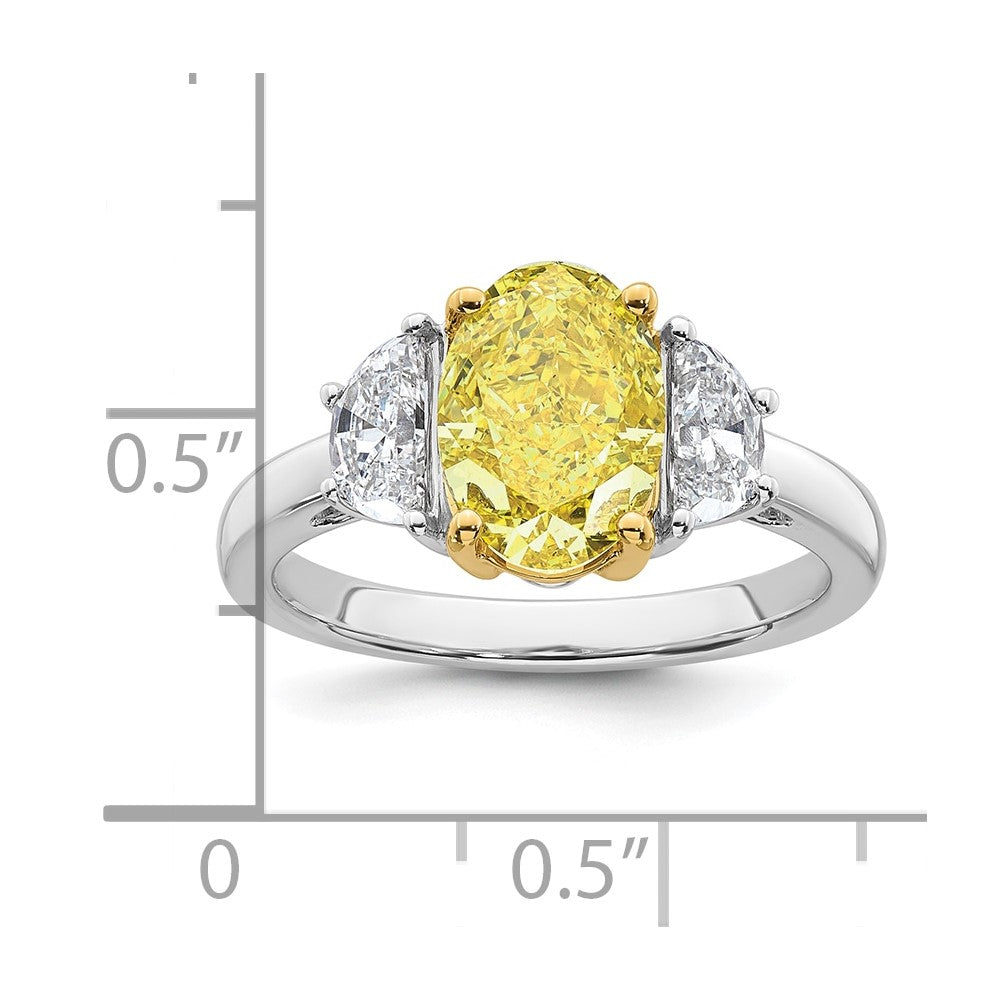 14ktt Lab Grown Dia. Oval VS+ Cert. Vivid Yellow & Half Moon VS+ F+ Ring