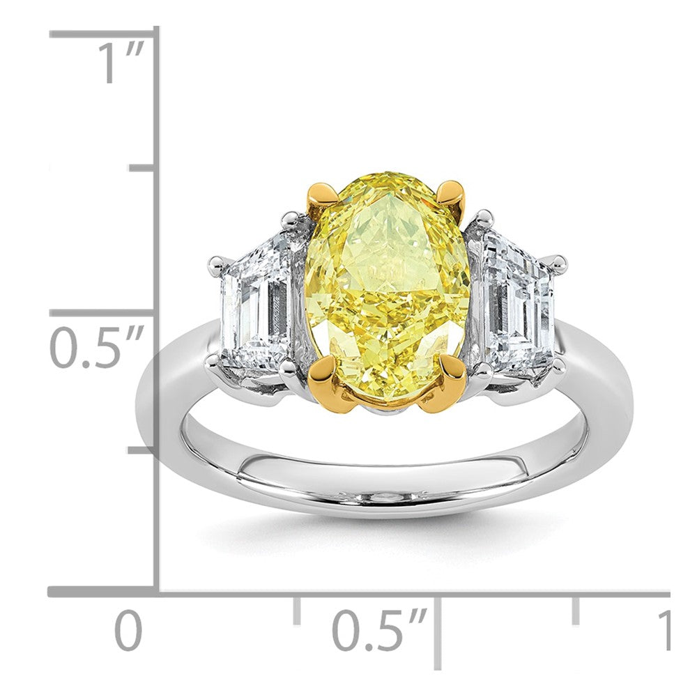 Emma Grace 14ktt 4 1/3ct LabGrown Dia Cert Vivid Yellow & VS+ F+ Comp Ring
