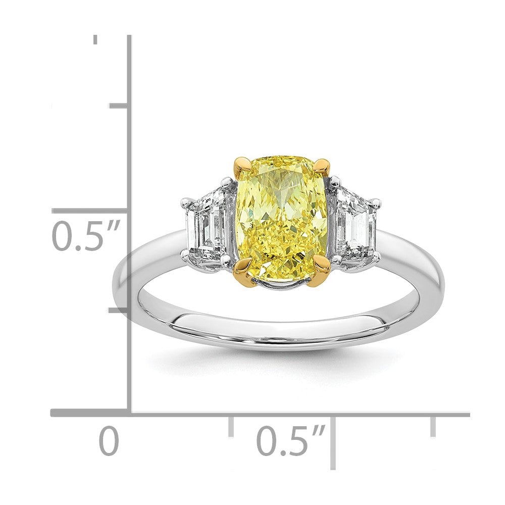 14ktt Lab Grown Dia. L Cushion VS+ Cert. Vivid Yellow & Trap VS+ F+ Ring