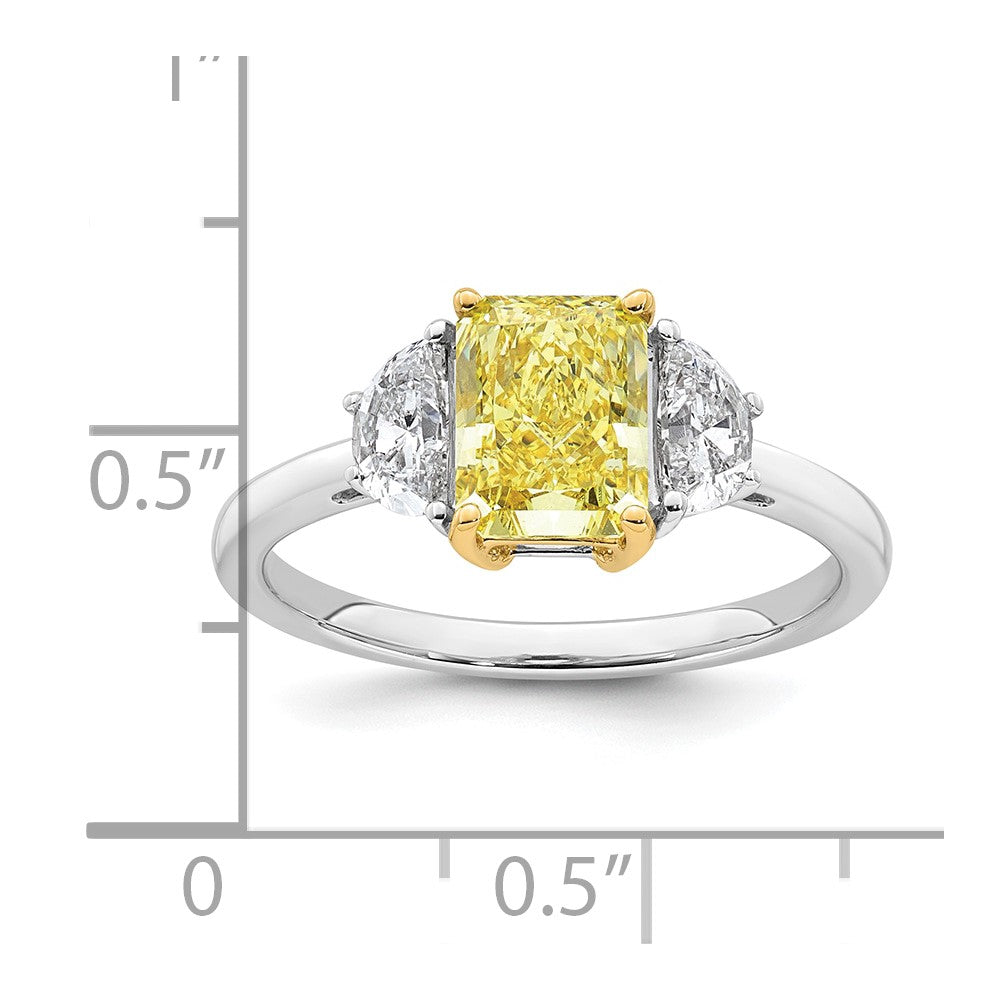 14ktt Lab Grown Dia. Radiant VS+ Cert. Vivid Yellow & Half Moon VS+ F+ Ring