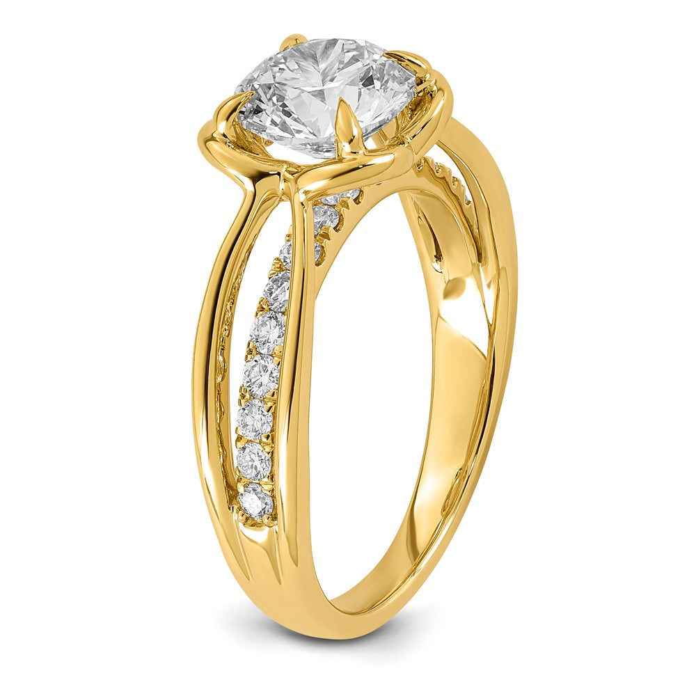 14ky Certified Round Center Lab Grown Diamond VS+ F+ Ring
