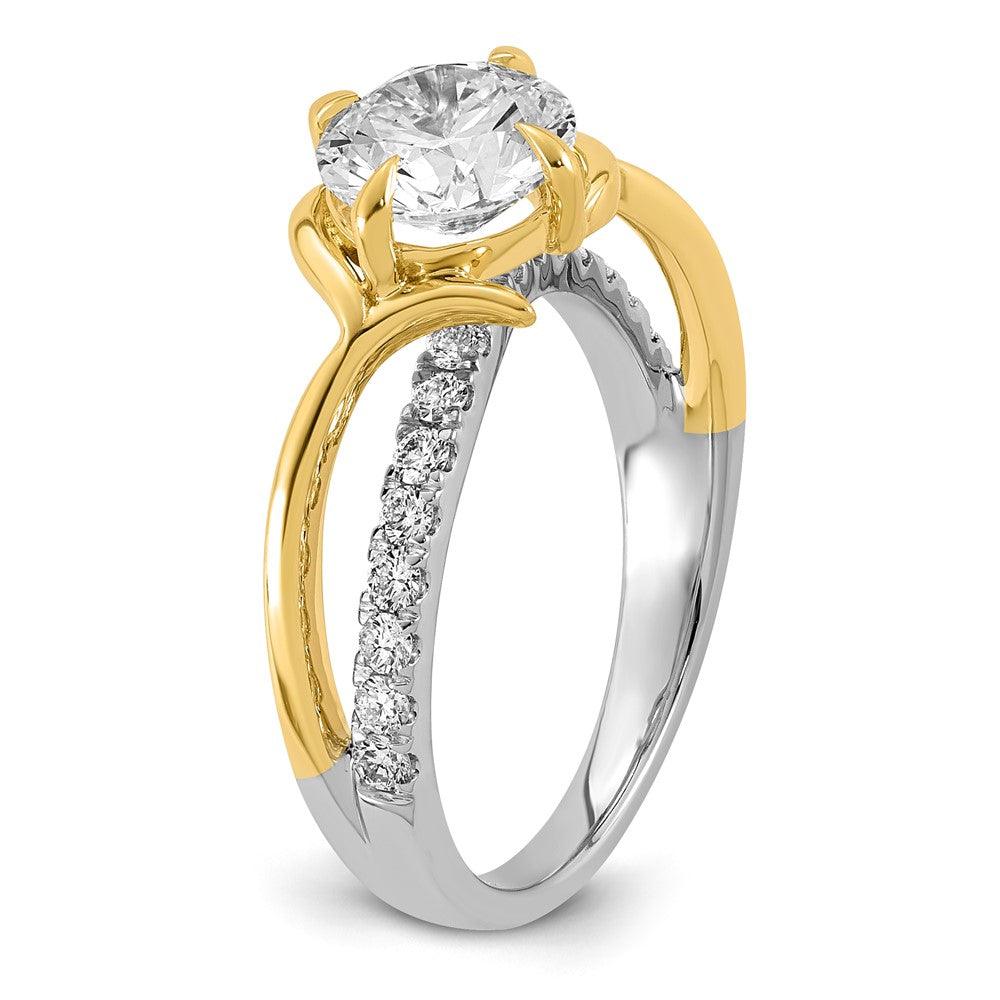 14ktt Certified Round Center Lab Grown Diamond VS+ F+ Ring