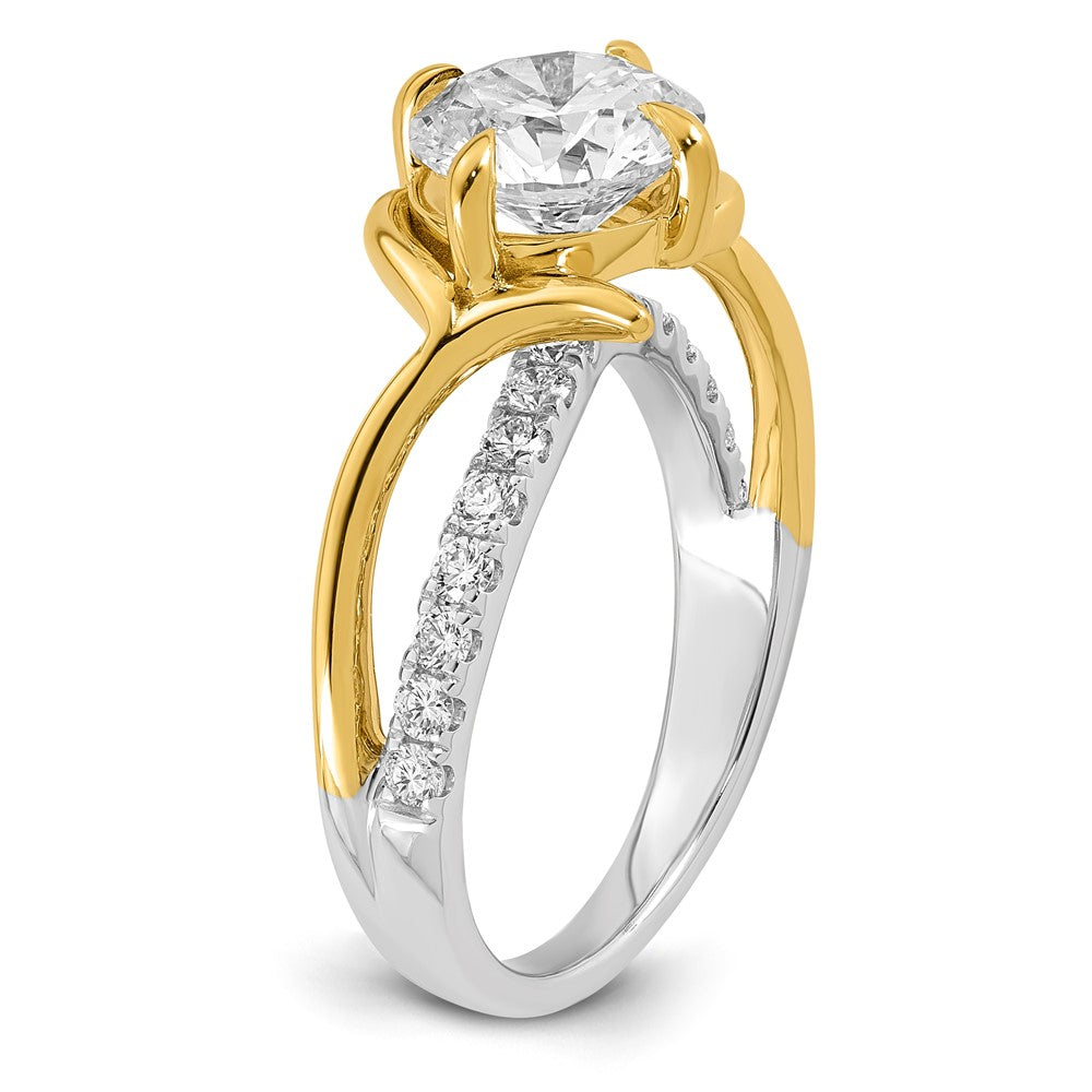 14ktt Certified Round Center Lab Grown Diamond VS+ F+ Ring