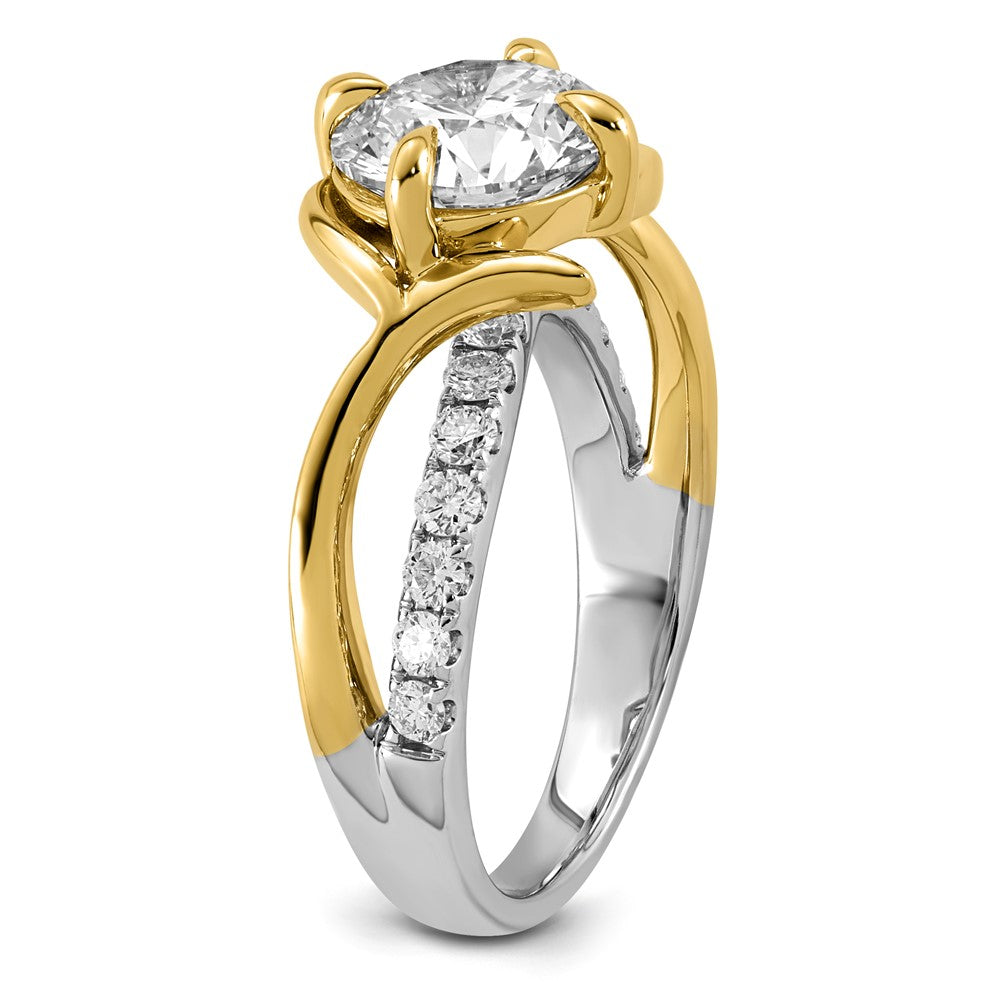 14ktt Certified Round Center Lab Grown Diamond VS+ F+ Ring