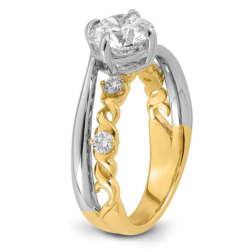 14ktt Certified Round Center Lab Grown Diamond VS+ F+ Ring