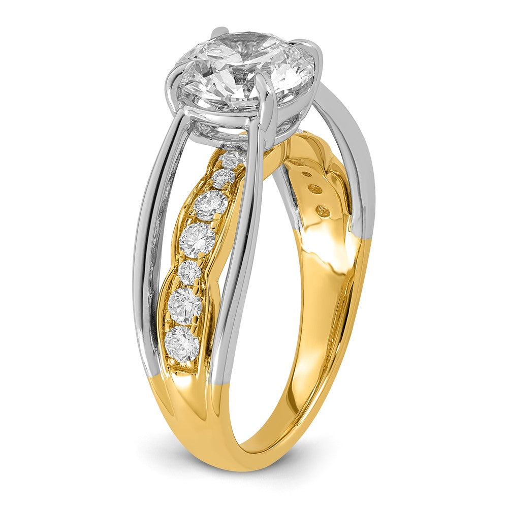 14ktt Certified Round Center Lab Grown Diamond VS+ F+ Ring