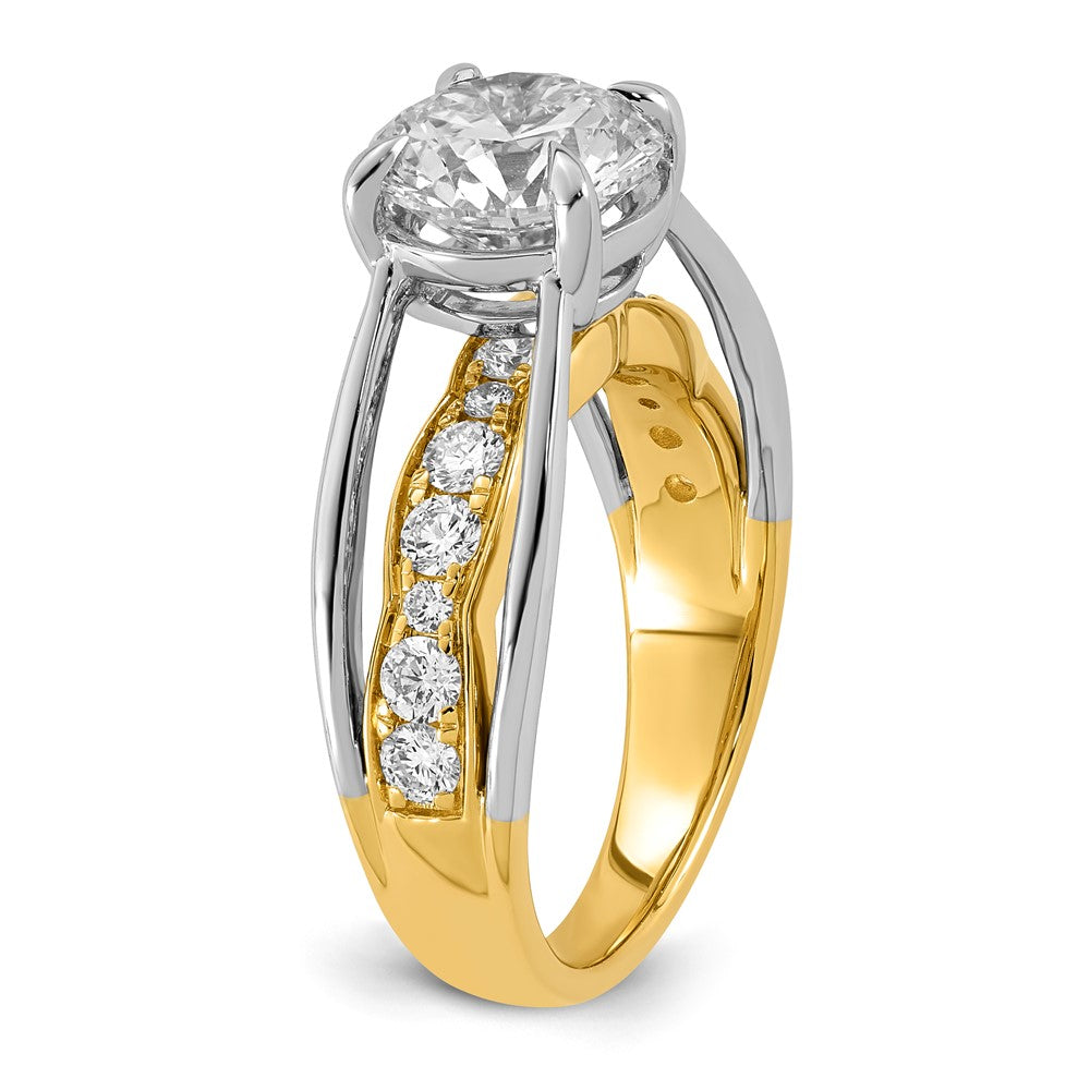 14ktt Certified Round Center Lab Grown Diamond VS+ F+ Ring