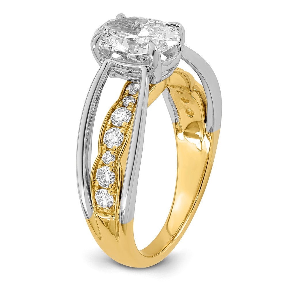 14ktt Certified Oval Center Lab Grown Diamond VS+ F+ Ring