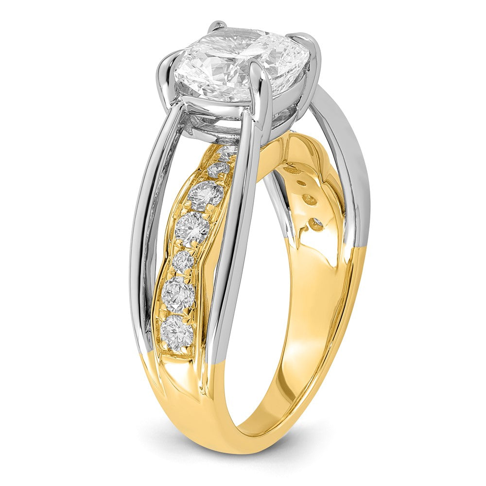 14ktt Certified Cushion Center Lab Grown Diamond VS+ F+ Ring