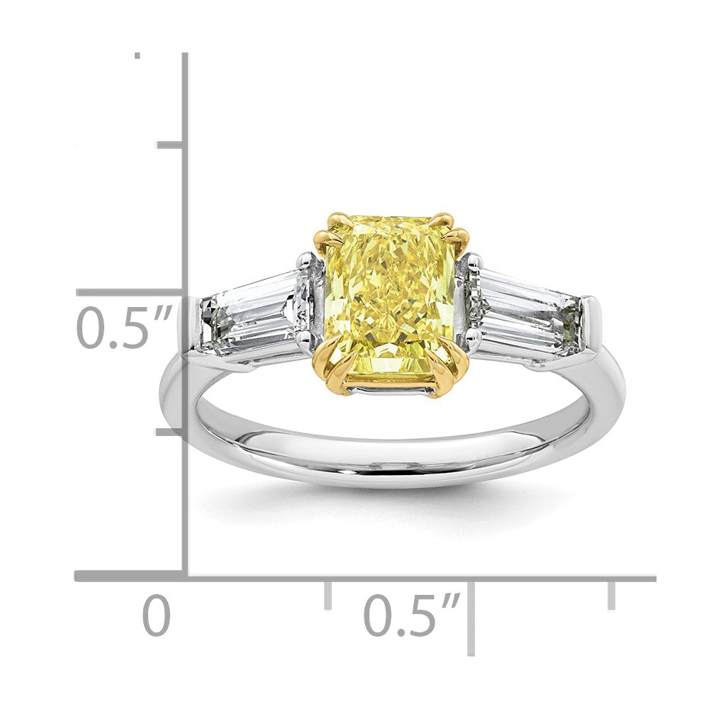 Emma Grace 14ktt 2 1/5ct Lab Grown Dia Cert Vivid Yellow & VS+ F+ Comp Ring