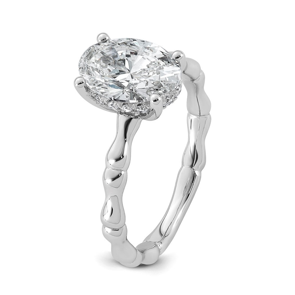 14kw 2 1/8ct Cert Oval Center Lab Grown Diamond VS+ F+ Comp Ring