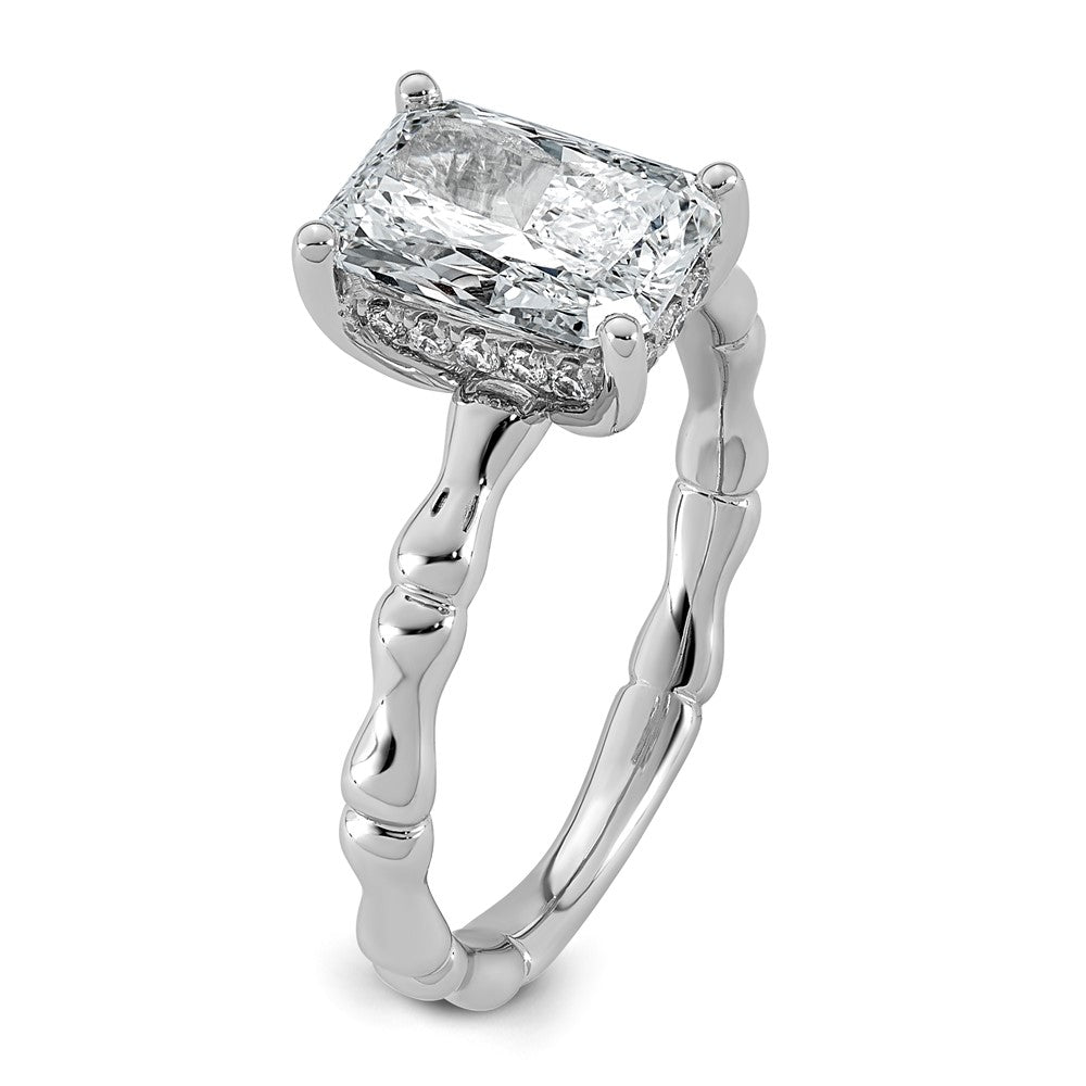 14kw 2 1/8ct Cert Radiant Center Lab Grown Diamond VS+ F+ Comp Ring