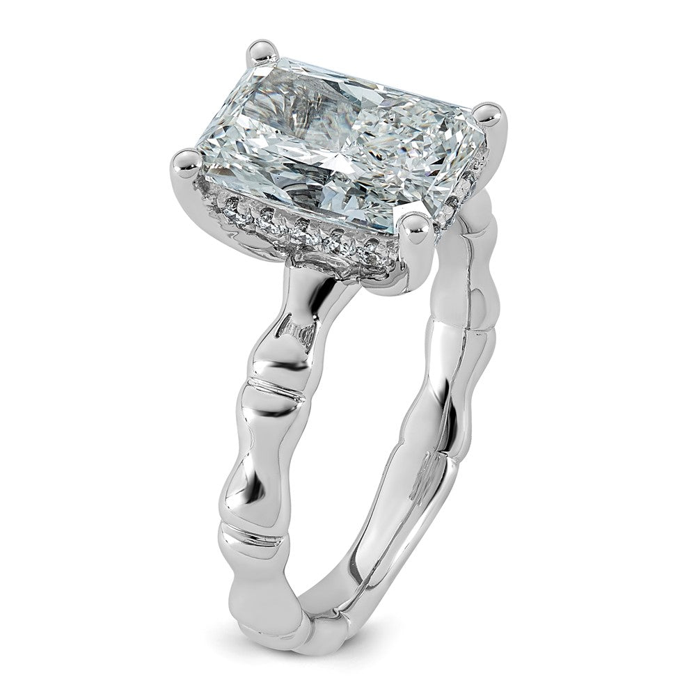14kw 3 1/5ct Cert Radiant Center Lab Grown Diamond VS+ F+ Comp Ring