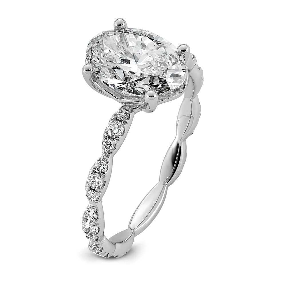 14kw 2 1/3ct Certified Oval Center Lab Grown Diamond VS+ F+ Comp Ring