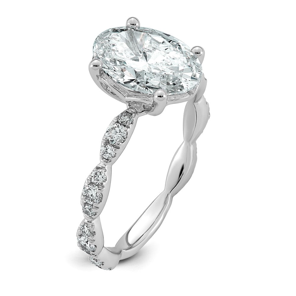 14kw 3ct Certified Oval Center Lab Grown Diamond VS+ F+ Comp Ring