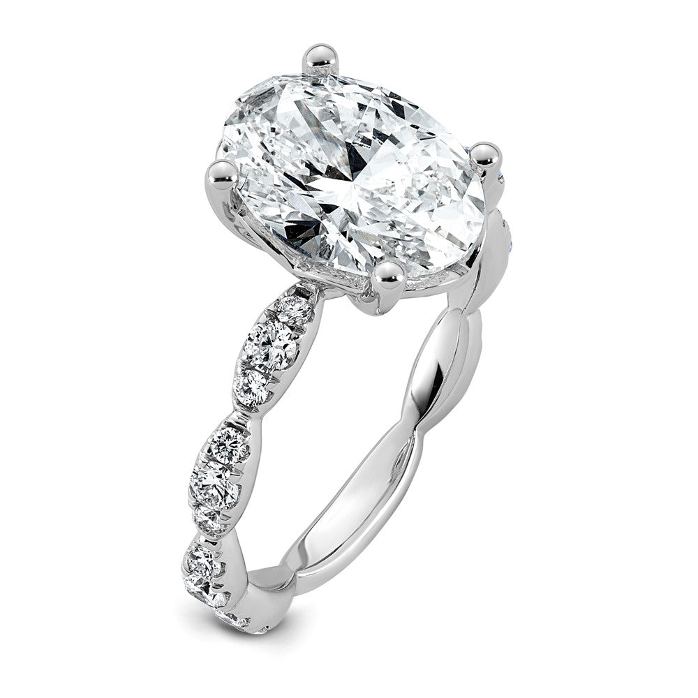 14kw 3 1/2ct Certified Oval Center Lab Grown Diamond VS+ F+ Comp Ring