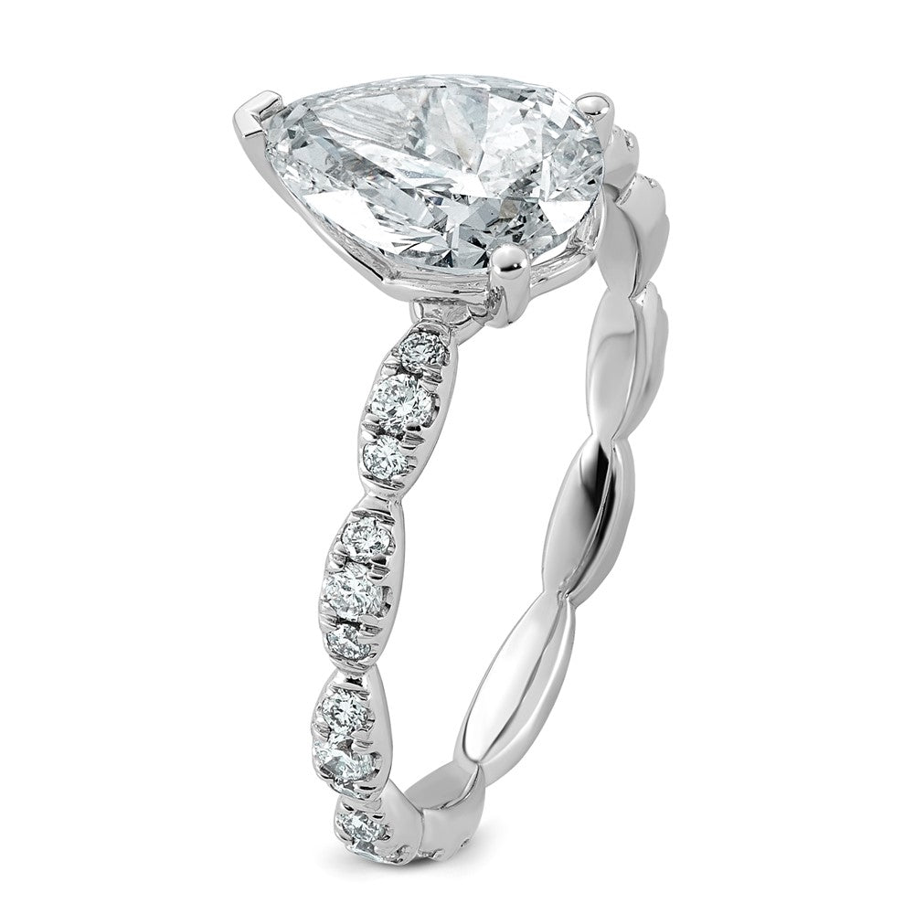 14kw 1 7/8ct Certified Pear Center Lab Grown Diamond VS+ F+ Comp Ring