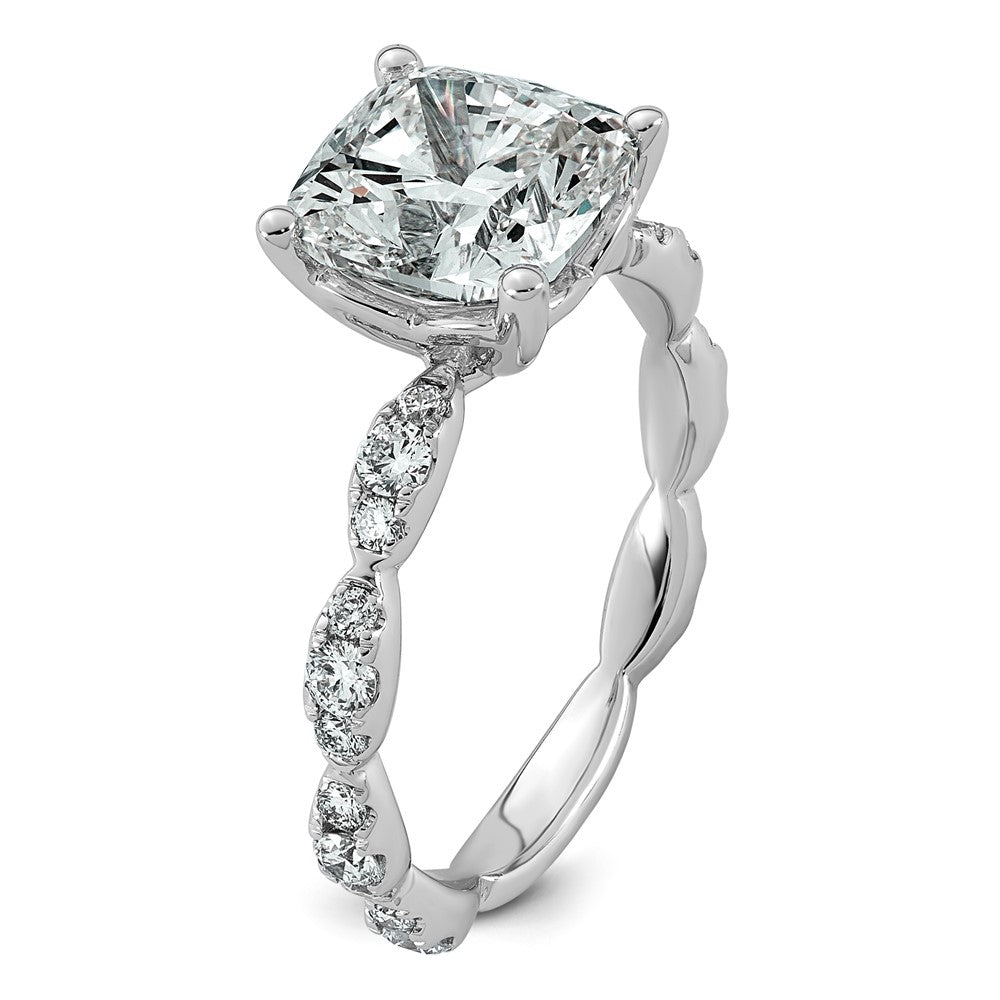 14kw 3 1/2ct Certified Cushion Center Lab Grown Diamond VS+ F+ Comp Ring