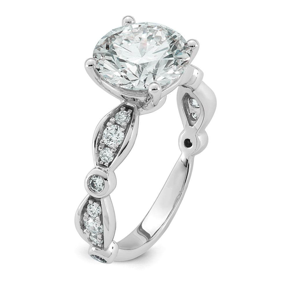 14kw 3 1/3ct Cert Round Center Lab Grown Diamond VS+ F+ Comp Ring