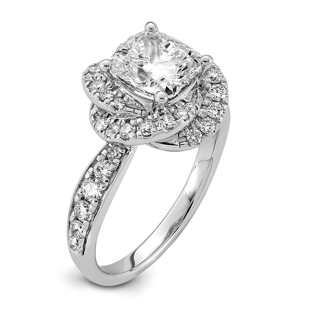14kw 2 3/4ct Cert Cushion Center LabGrown Dia VS+ F+ Swirl Halo Comp Ring