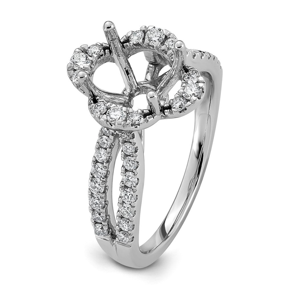 14kw 1/2ct Lab Grown Dia VS+ F+ Oval Center Semi Eng Ring