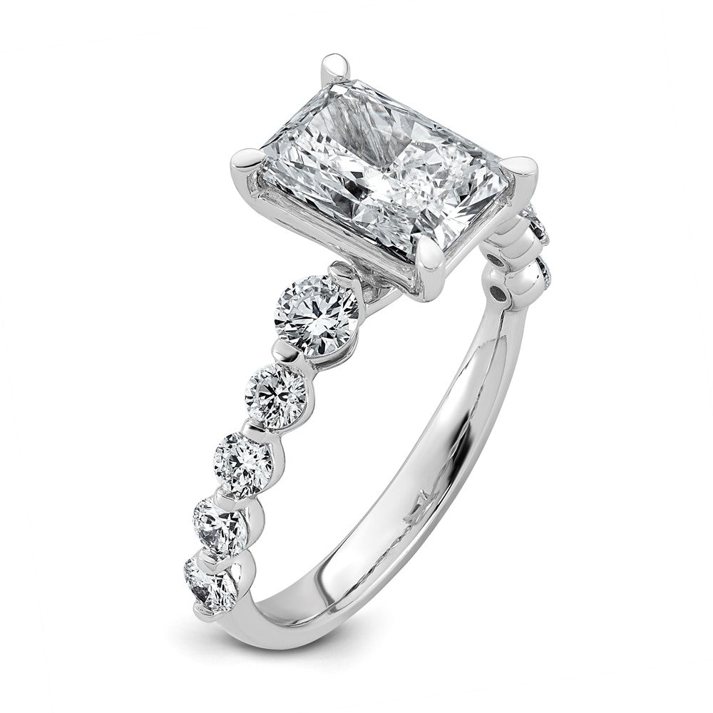 14kw 2 3/4ct Cert Radiant LabGrown Dia VS+ F+ w/ Round Sides Comp Ring