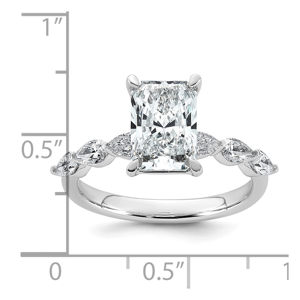 14kw 2 5/8ct Cert Radiant Ctr LabGrown Dia VS+ F+ w/ Pear Sides Comp Ring