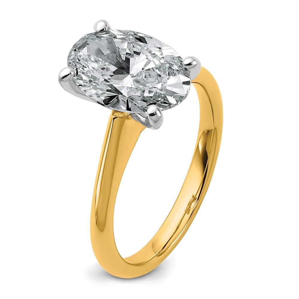 14k Two-Tone 3ct Cert Lab Grown VS+ F+ Oval 8X Comp Diamond Ring