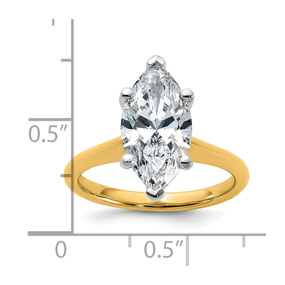 14k Two-Tone 3ct Cert Lab Grown VS+ F+ Marquise 8X Comp Diamond Ring