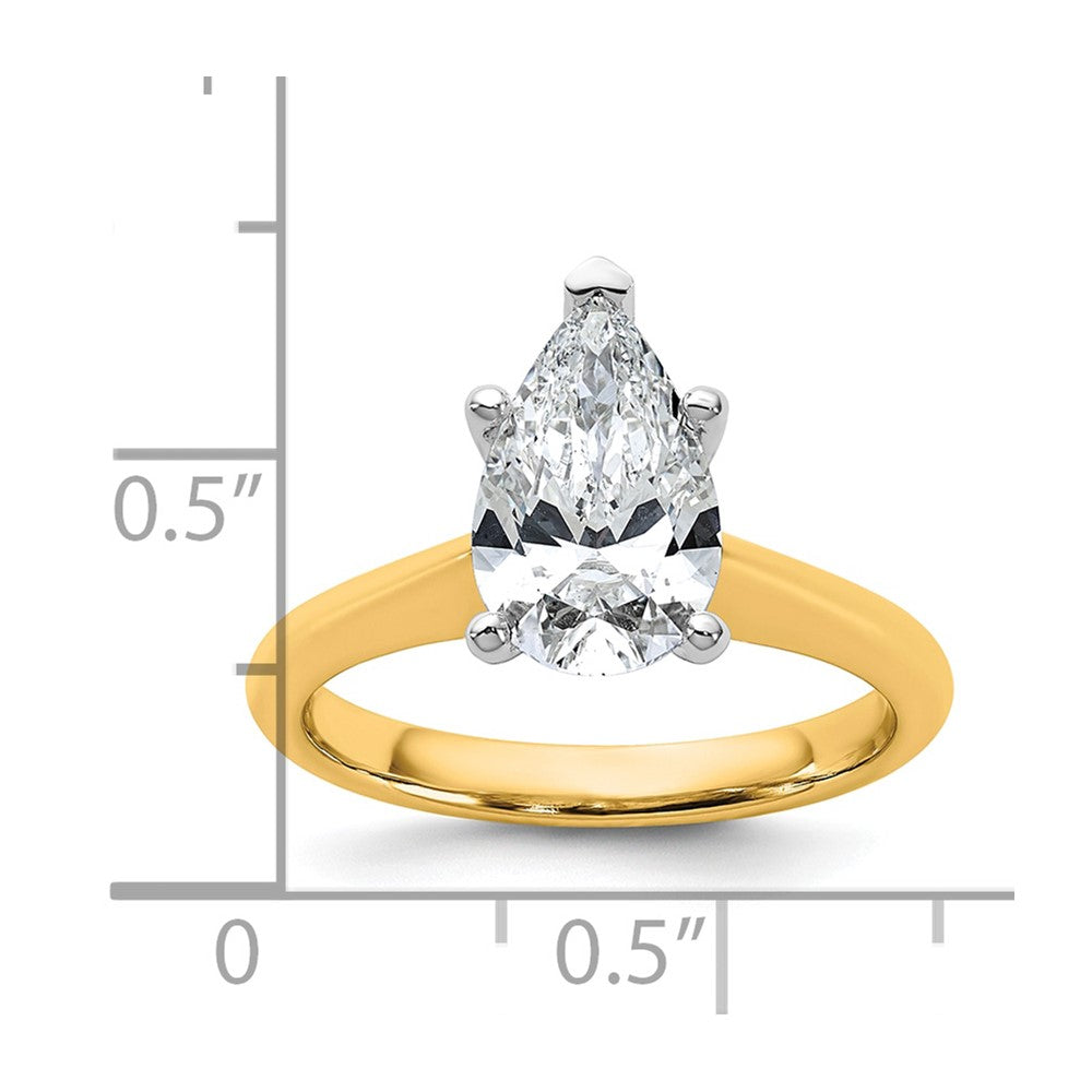 14k Two-Tone 2ct Cert Lab Grown VS+ F+ Pear 8X Comp Diamond Ring