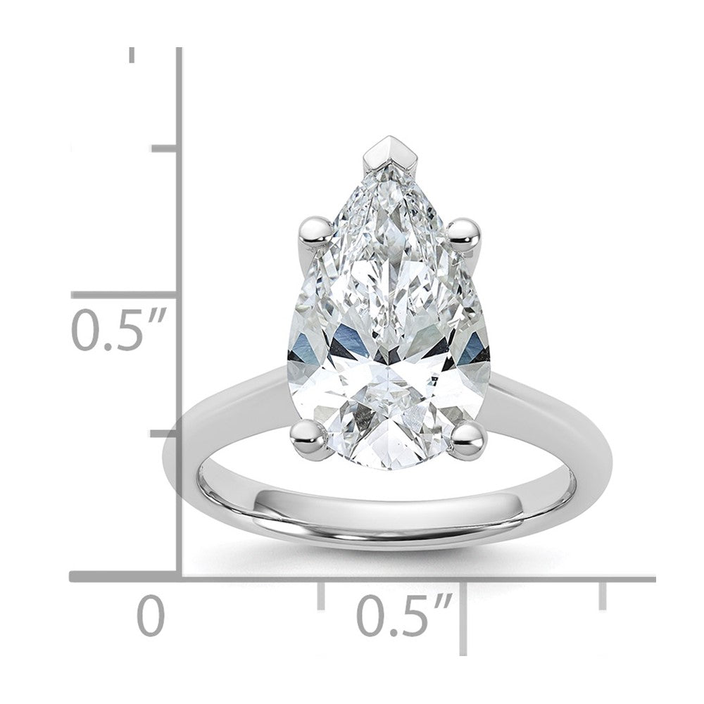 14kw 4ct Cert Lab Grown VS+ F+ Pear 8X Comp Diamond Ring