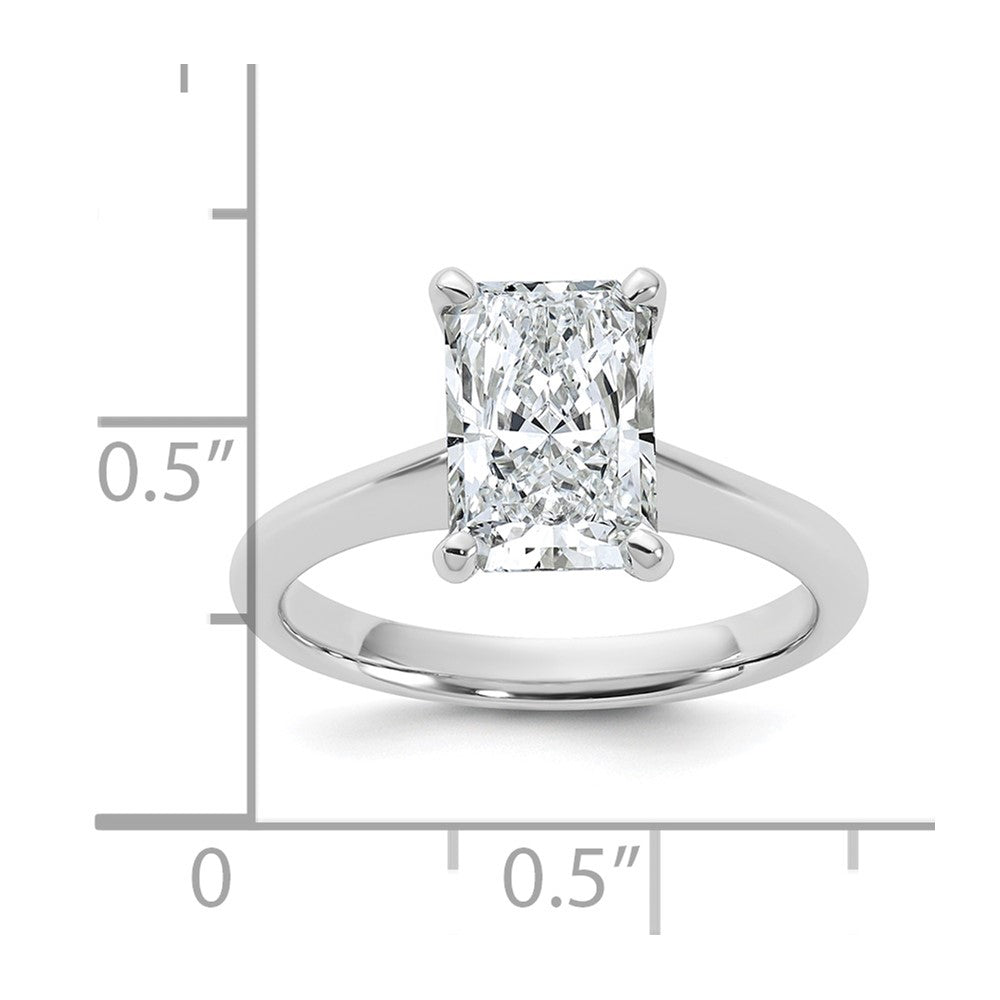 14kw 2ct Cert Lab Grown VS+ F+ Radiant 8X Comp Diamond Ring