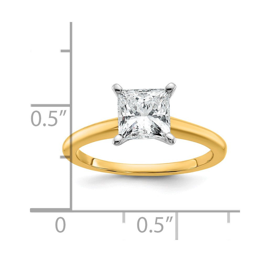 14k Two-Tone 1.5ct Cert Lab Grown VS+ F+ Princess 8X Comp Diamond Ring