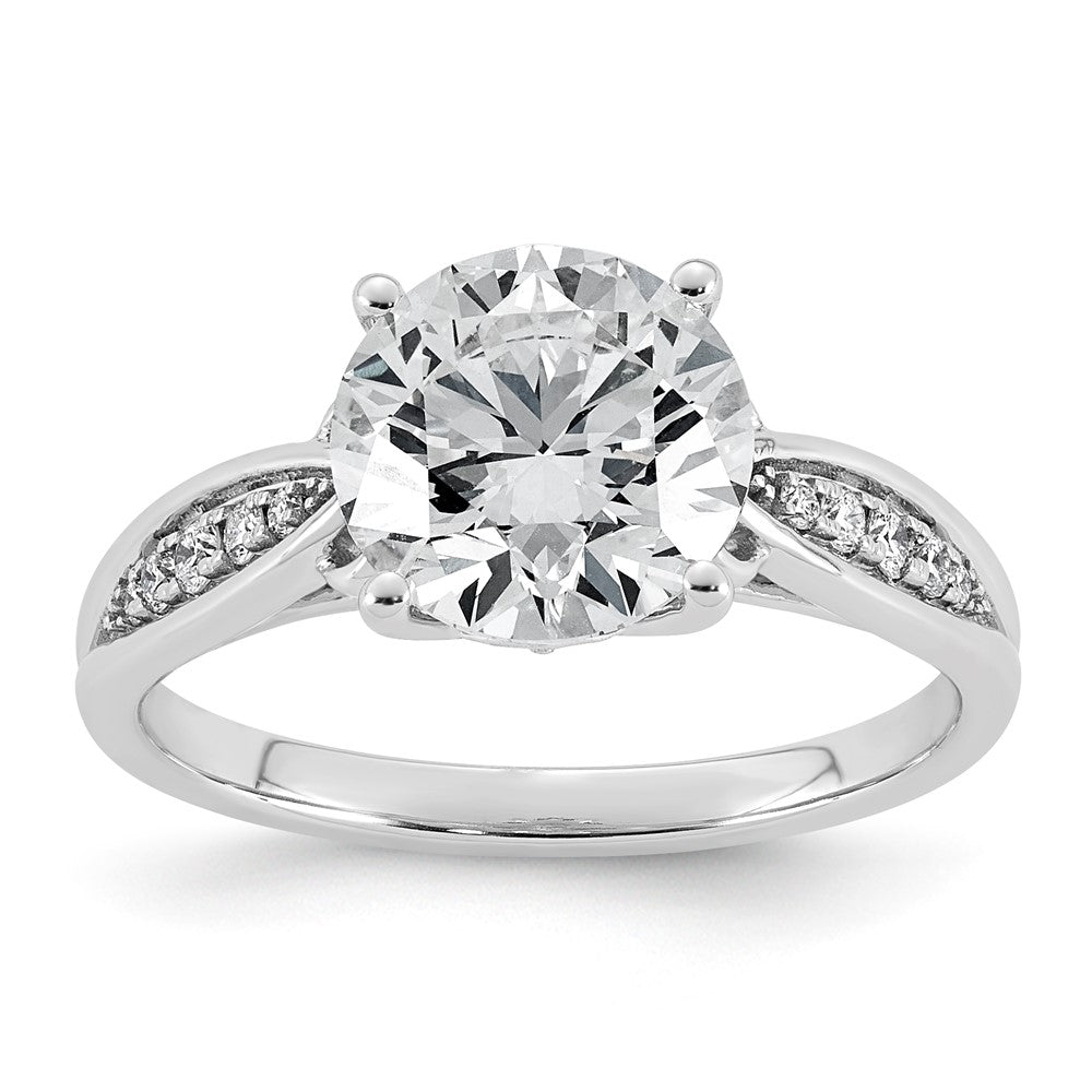 14kw 2 5/8ct Cert Round Center Lab Grown Dia VS+ F+ Engagement Ring