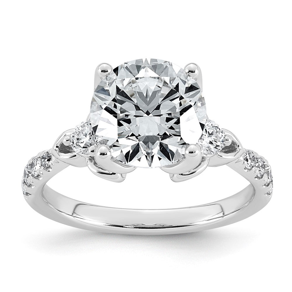 14kw 3 1/2ct Cert Round Center Lab Grown Dia VS+ F+ Engagement Ring
