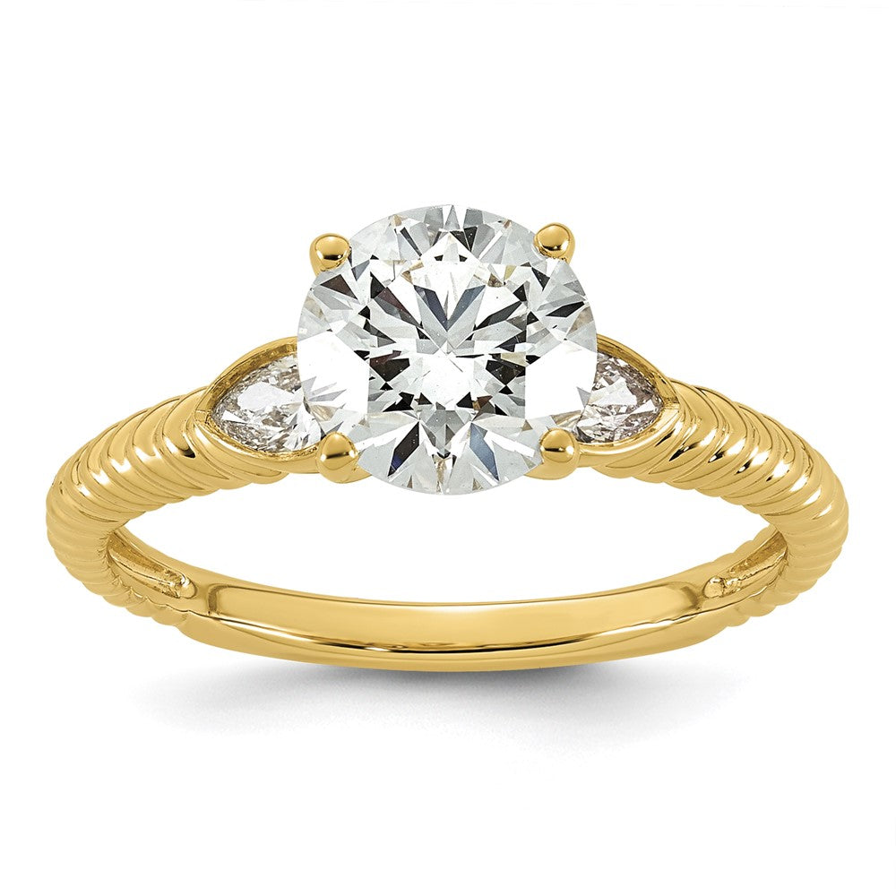 14ky 1 3/4ct Cert Round Center Lab Grown Dia VS+ F+ Engagement Ring