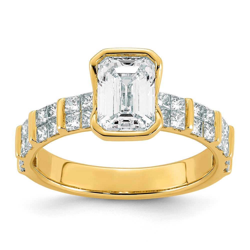 14ky 2 1/2ct Cert Emerald Center Lab Grown Dia VS+ F+ Comp Ring