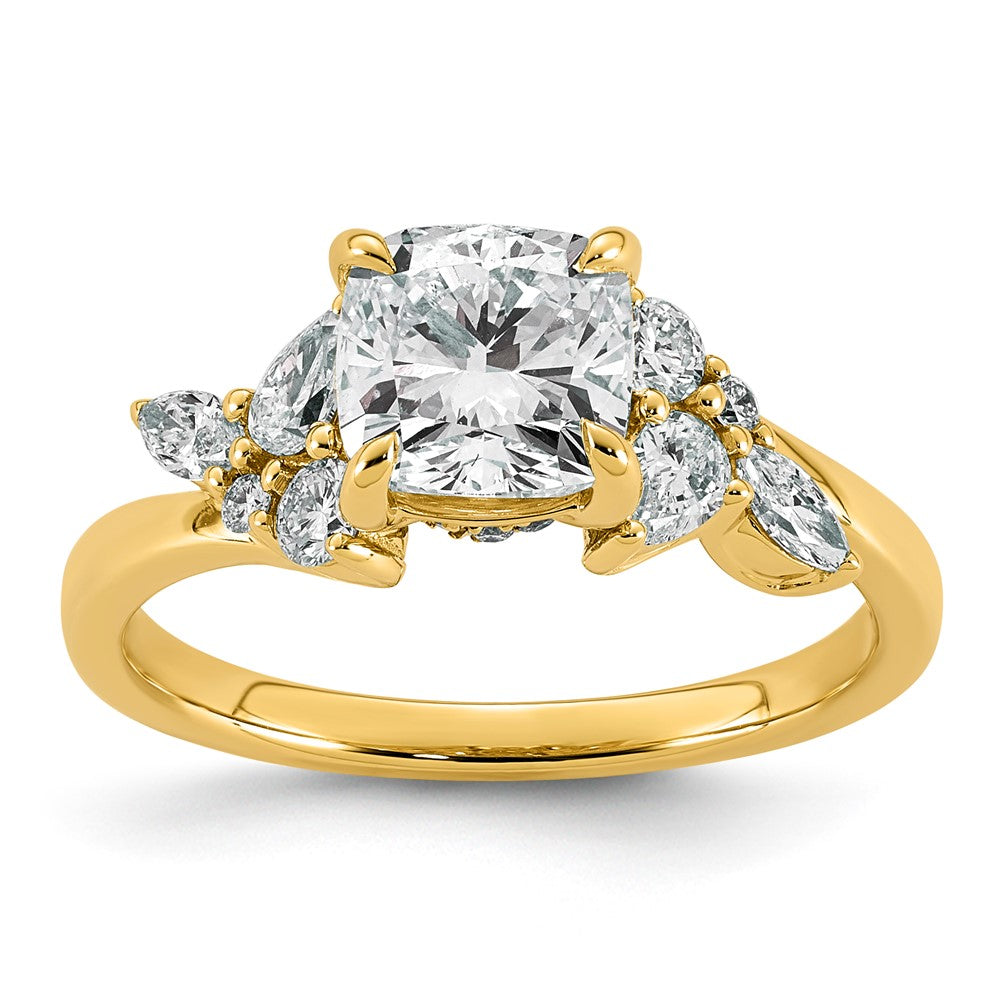 14ky 2ct Cert Cushion Center Lab Grown Dia VS+ F+ Comp Ring