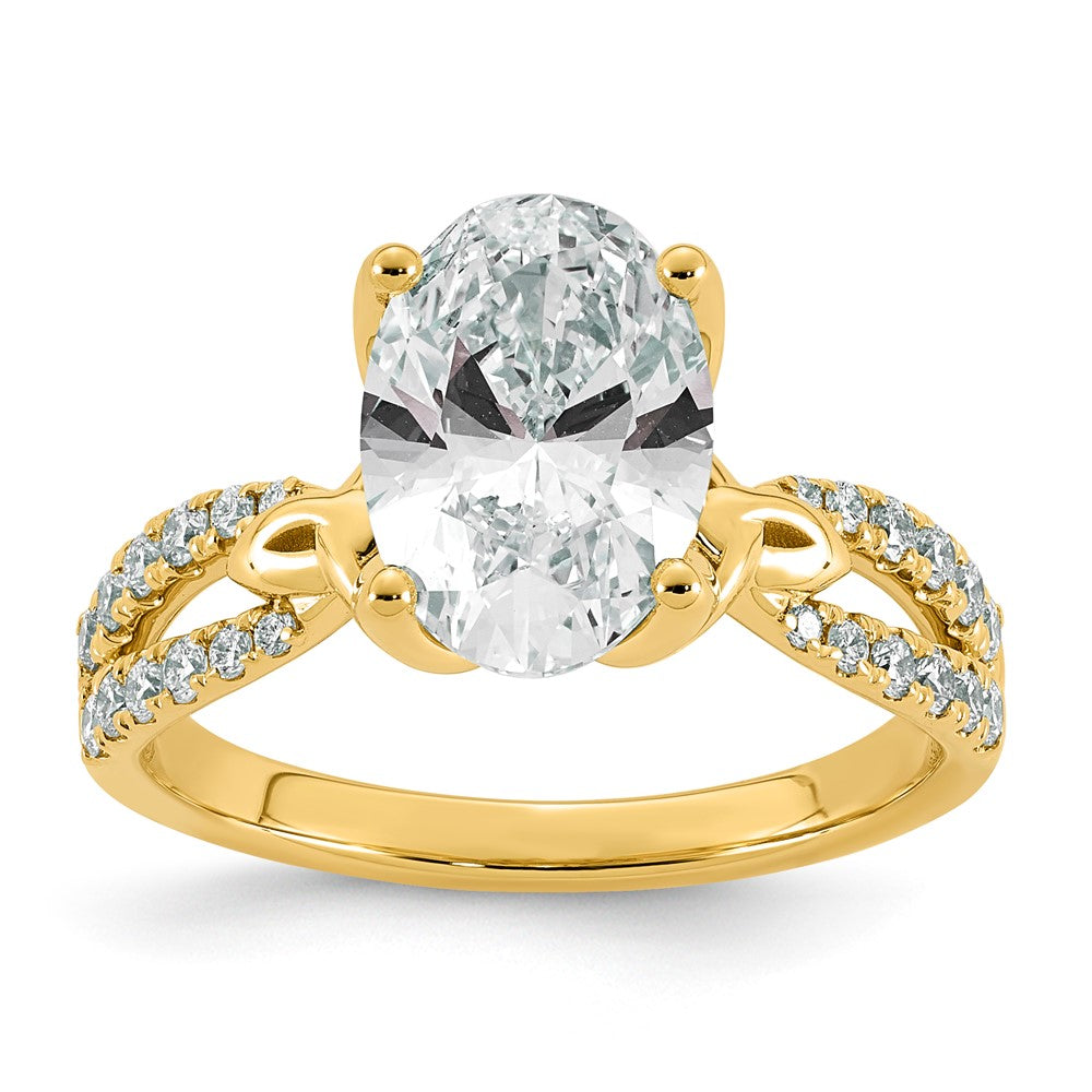 14ky 3ct Certified Oval Center Lab Grown Dia VS+ F+ Comp Ring