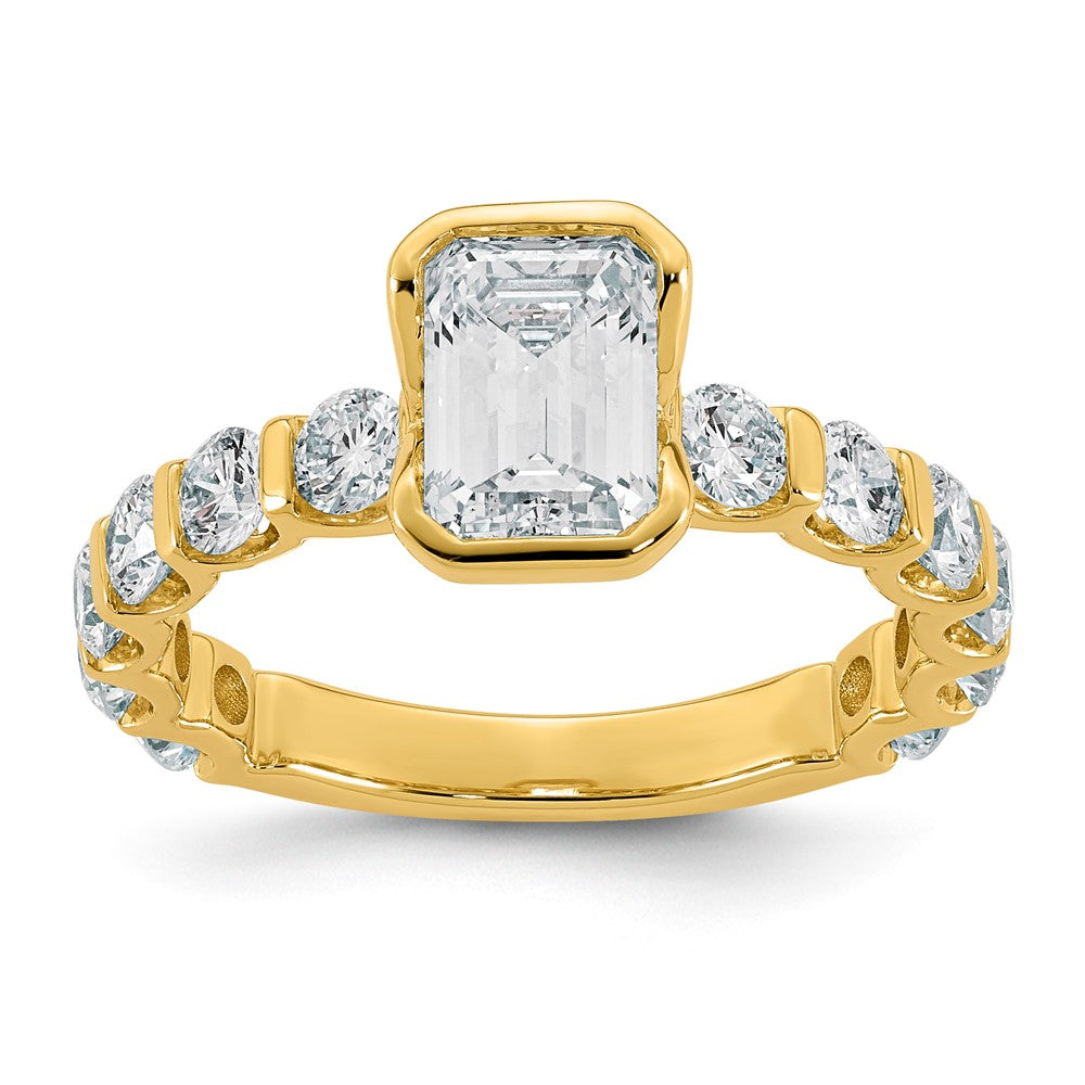 14ky 2 3/4ct Cert Emerald-cut Center Lab Grown Dia VS+ F+ Comp Ring