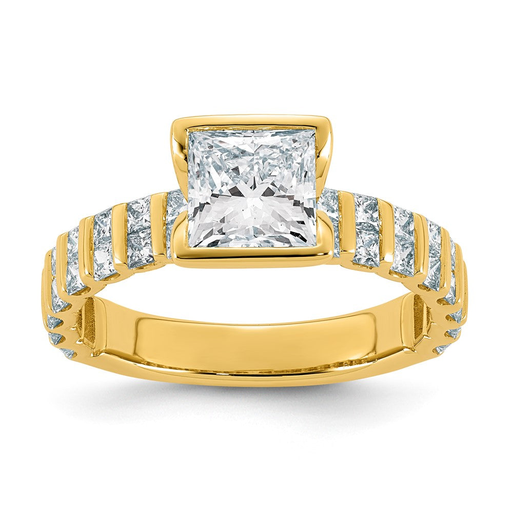 14ky 2 1/2ct Cert Princess Center Lab Grown Dia VS+ F+ Comp Ring