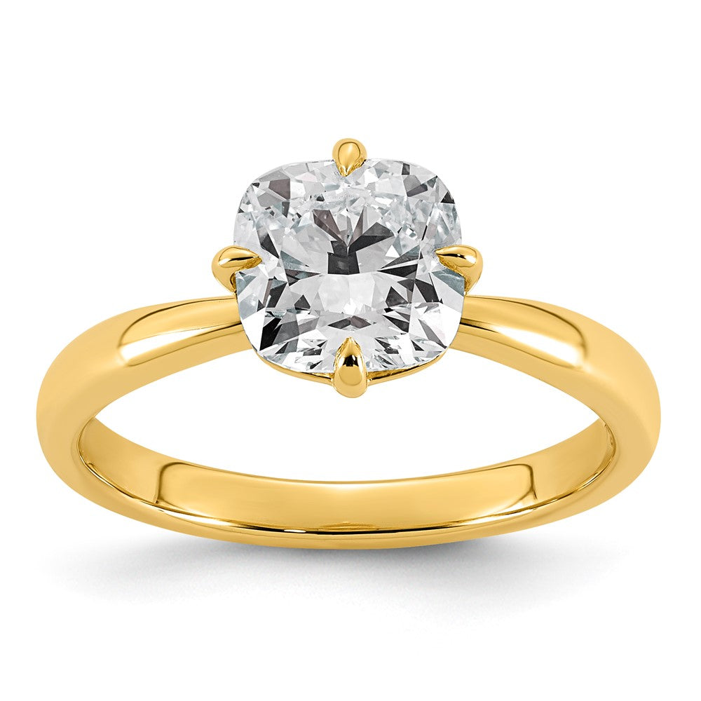 14ky 2ct Cert Cushion Center Lab Grown Dia VS+ F+ Comp Solitaire Ring