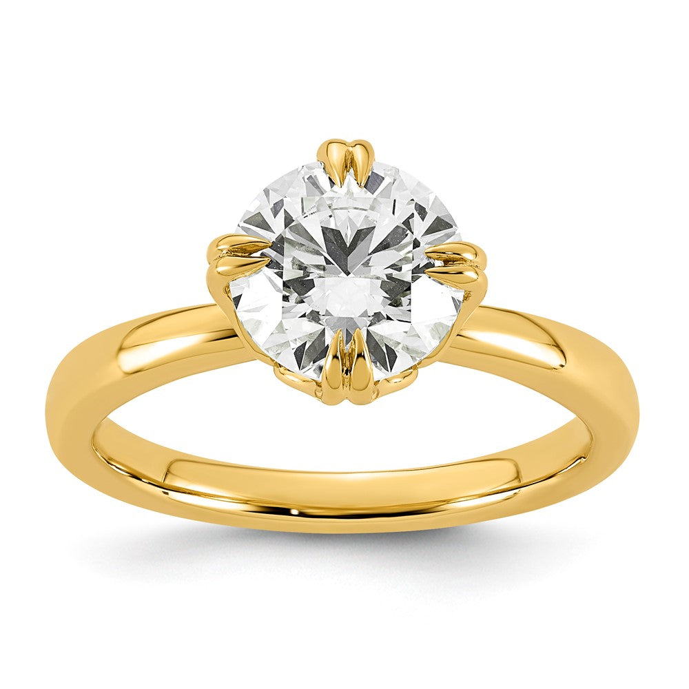 14ky 2ct Cert Round Center Lab Grown Dia VS+ F+ Solitaire Ring