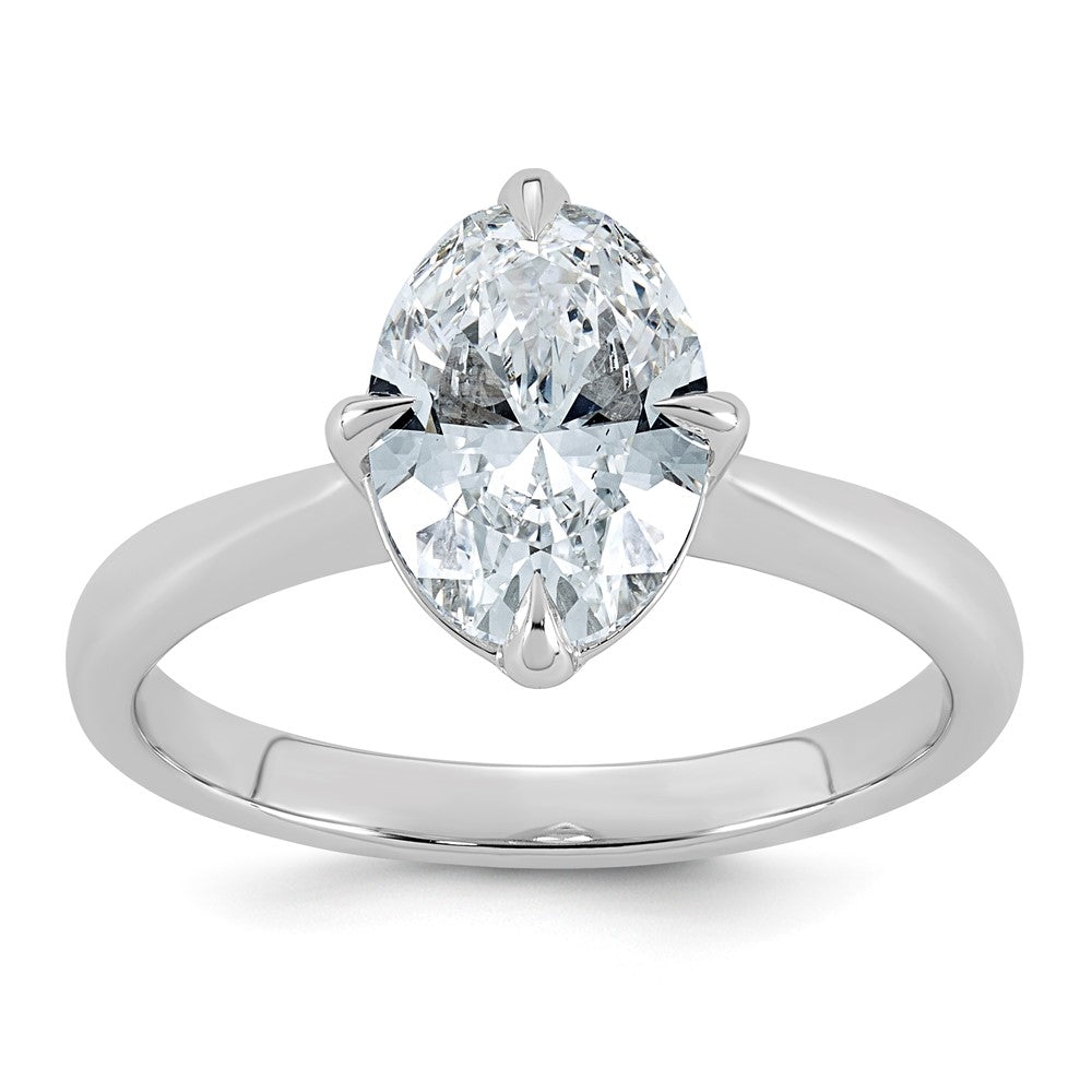 14kw 2ct Cert Oval Center Lab Grown Dia VS+ F+ Solitaire Ring