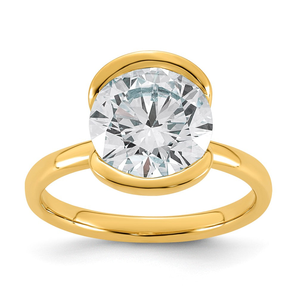14ky Certified Round Lab Grown Diamond VS+ F+ Half Bezel Engagement Ring