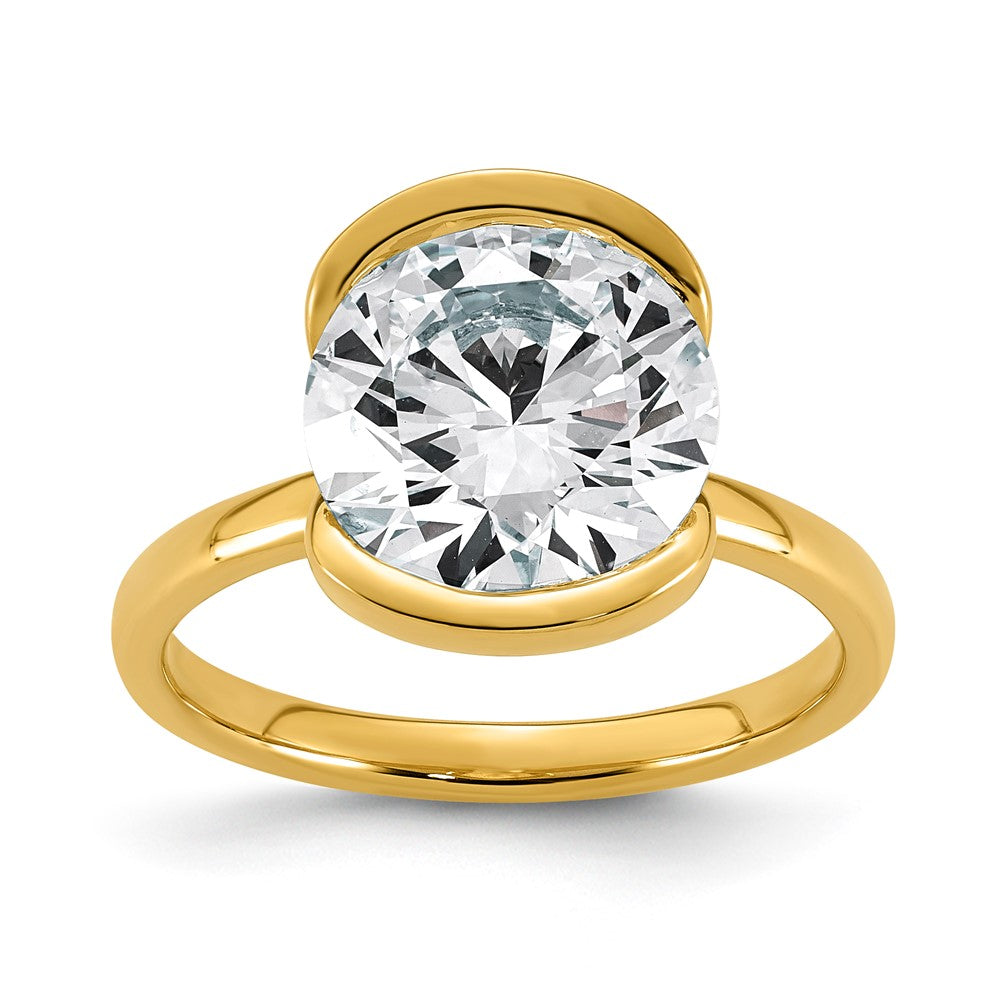 14ky Certified Round Lab Grown Diamond VS+ F+ Half Bezel Engagement Ring