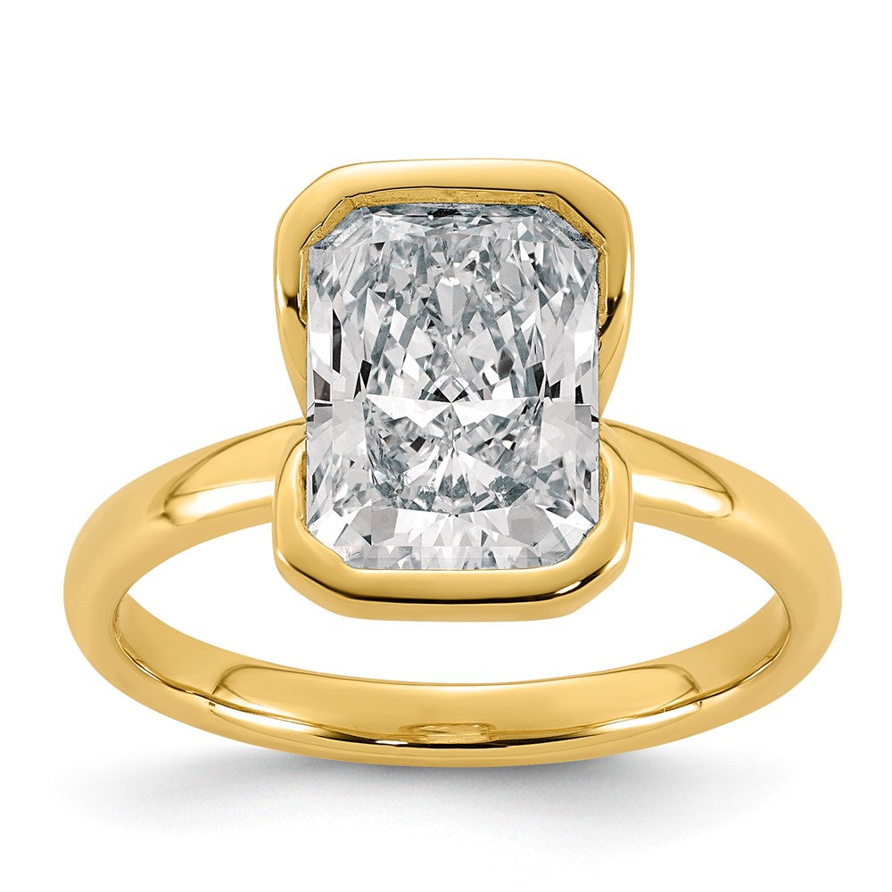 14ky 3ct Certified Radiant Lab Grown Dia VS+ F+ Half Bezel Engagement Ring