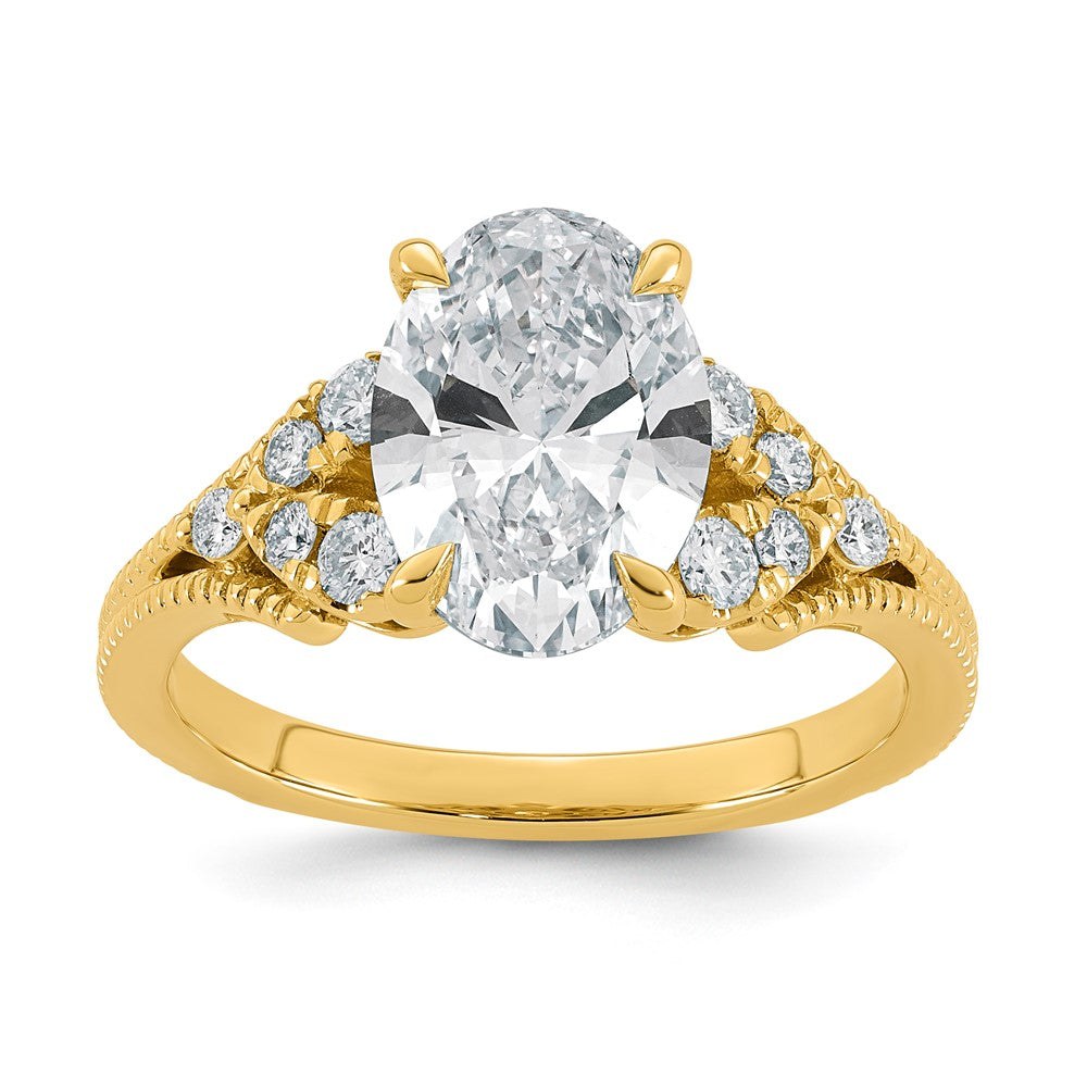 14ky Certified Oval Center Lab Grown Diamond VS+ F+ Engagement Ring